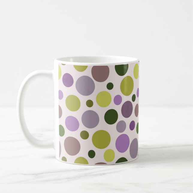 Lila och Grönt Polka dots Kaffemugg (Vänster)