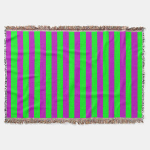Lila och Grönt Rand Design Filt