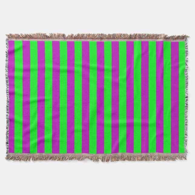 Lila och Grönt Rand Design Filt (Framsidan)