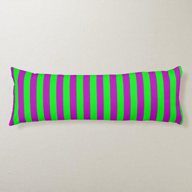Lila och Grönt Rand Design Kroppskudde (Framsidan)