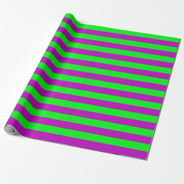 Lila och Grönt Rand Design Presentpapper (Utrullad)