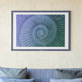 Lila och Grönt Spiral Ammonite Fossil Art Print Poster