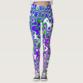 [Lila och Grönt] Swirls Op-Art Leggings