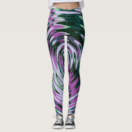 Lila och Grönt Swirly Leggings för kvinnor