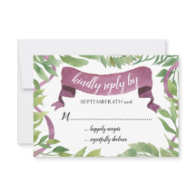 Lila och Grönt Vattenfärgsfärgade Löv - OSA kort