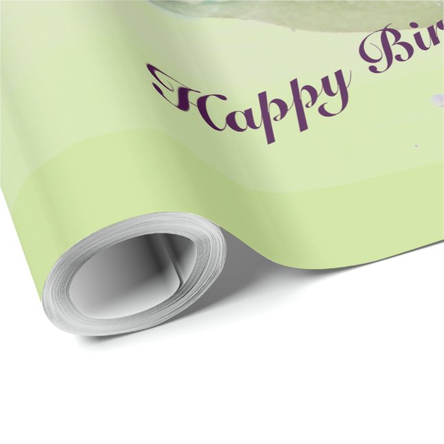 Lila och Grönt, vattenfärgskalig figursättning Presentpapper (Rullad Hörn)