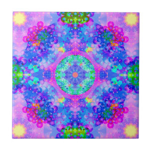 Lila- och gröntKaleidoscopeFractal Kakelplatta