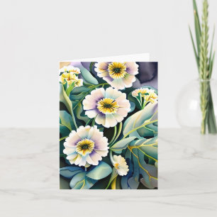 Lila och gula akvarellblommor anpassningsbara kort