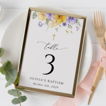 Lila och gula blommor, Dop Bordsnummer
