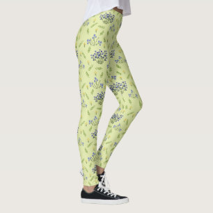lila och gula blommor mönster leggings