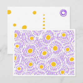 Lila och gula ränder och prickar vykortsmall vykort