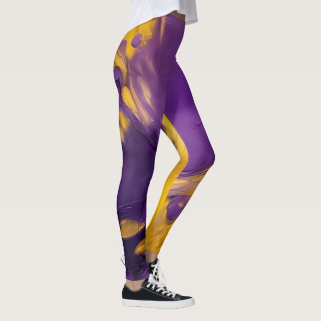 Lila och guld abstrakt leggings (Höger)