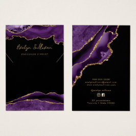 Lila och guld agate necklace visning card visitkort