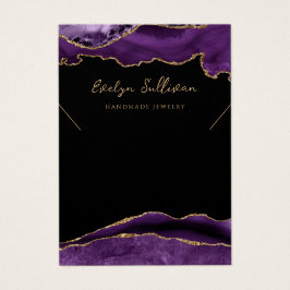 Lila och guld agate necklace visning card visitkort