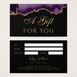 Lila och Guld Agate på Black Gift Card Visitkort
