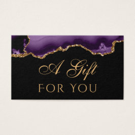 Lila och Guld Agate på Black Gift Card Visitkort