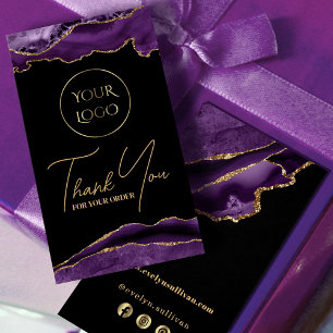 Lila och guld agate paket visitkort