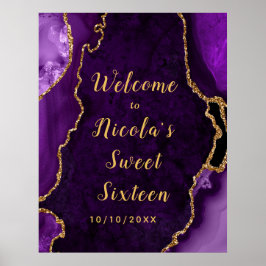 Lila och Guld Agate Sweet sixteen Välkommen Poster