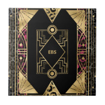 Lila och Guld Angular Art Deco