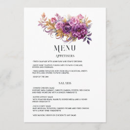 Lila och guld blommande bröllop meny
