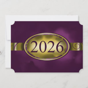 Lila och guld blommig knapp 2026-kort inbjudningar