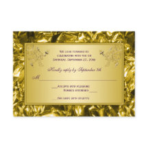 Lila och guld blommig RSVP-kort