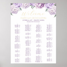 Lila och Guld Blommigt Quinceañera-sätesdiagram Poster