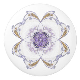 Lila och Guld Blommigt - Se Fractal Art White Knopp