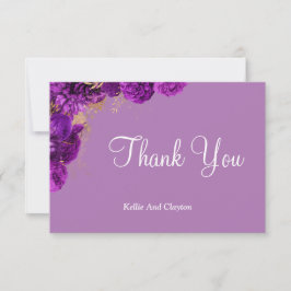 Lila och Guld Blommigt tackkort