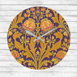 Lila och Guld Botanical Morris Inspired Blommigt Stor Klocka<br><div class="desc">Utformningen är baserad på en textilvara (cirka 1880-1890) som donerats till Cooper Hewitt Museum av Deerfield Academy. Bilden innehåller botaniska blommigtar och löv från William Morris-stil. Bakgrunden färg i originalet är grönt, men detta har färgats om till en normal lila. Den vackra blomman och löven är sammanflätad och skapar ett...</div>