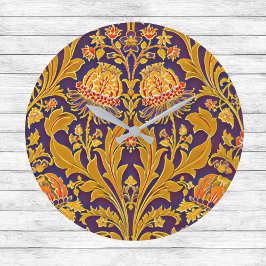 Lila och Guld Botanical Morris Inspired Blommigt Stor Klocka