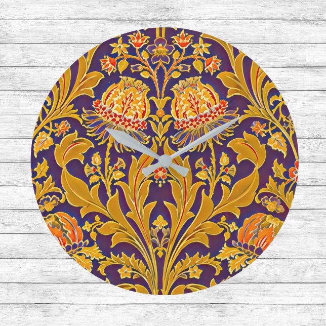 Lila och Guld Botanical Morris Inspired Blommigt Stor Klocka (Skapare uppladdad)