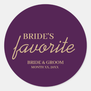 Lila och Guld Brides favoritspår i Bröllop Runt Klistermärke