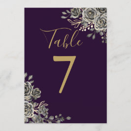Lila och Guld Bröllop Bordsnummer
