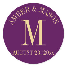 Lila och Guld Bröllop Monogram