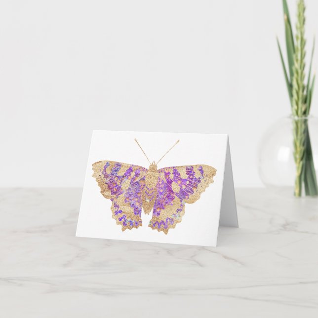 Lila och Guld Butterfly BLANK Kort (Framsida)