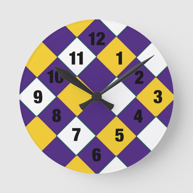 Lila och Guld Cobbler Clock Rund Klocka (Framsida)