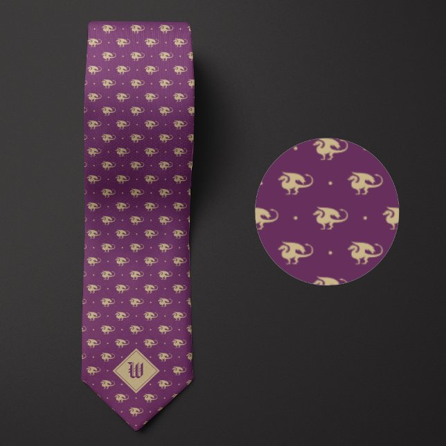 Lila och Guld Dragon i profil med Monogram Slips (Skapare uppladdad)