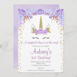 Lila och guld enmajsflickornas födelsedagsfest inbjudningar