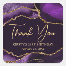 Lila och Guld Faux Glitter Agate Födelsedagsfest