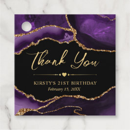 Lila och Guld Faux Glitter Agate Födelsedagsfest Gåvor Etiketter