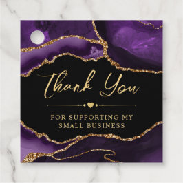 Lila och Guld Faux Glitter Agate Small Business Gåvor Etiketter
