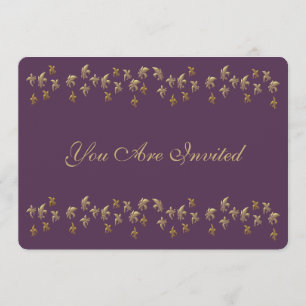 Lila och Guld Fleur de Lis Confetti Inbjudningar