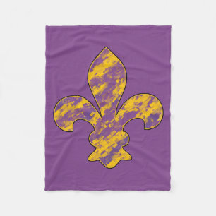 Lila och Guld Fleur de lis Fleece Blanket