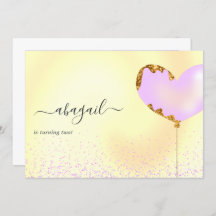 Lila och Guld Födelsedagsfest inbjudan