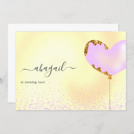 Lila och Guld Födelsedagsfest inbjudan