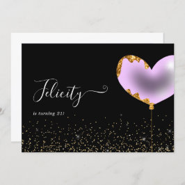 Lila och Guld Födelsedagsfest inbjudan