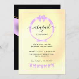 Lila och Guld Födelsedagsfest inbjudan