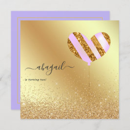 Lila och Guld Födelsedagsfest Inbjudningar