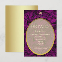 Lila och guld folie Elegant bröllopsdetaljkort Inbjudningar